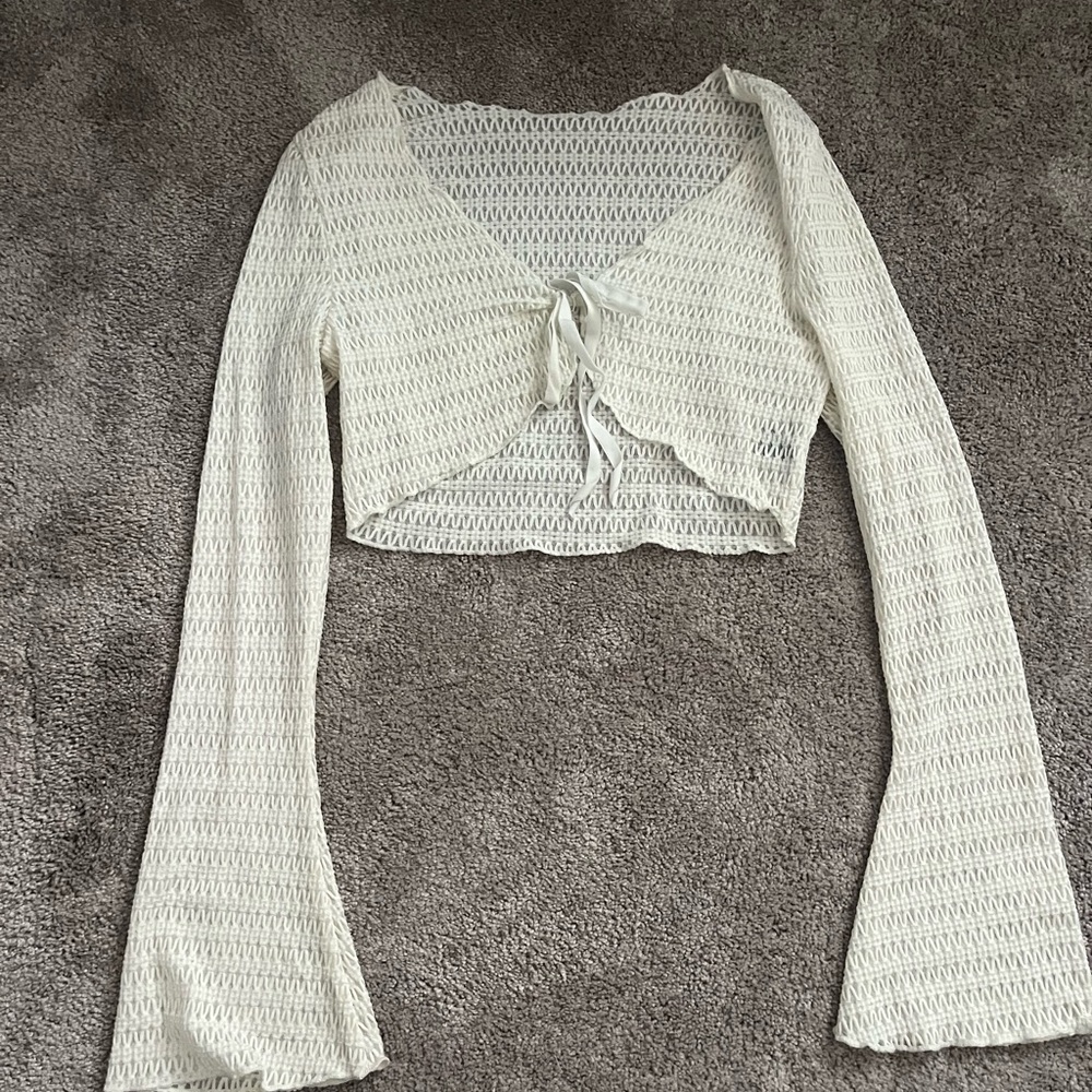 Cider Cream Knit Tie-Front Blouse